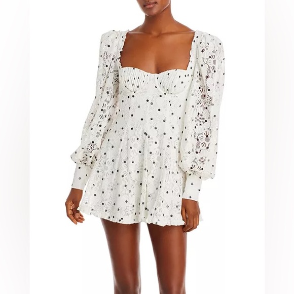 For Love And Lemons Dresses & Skirts - For Love & Lemons Donna Puff Sleeve Floral Lace Mini Dress